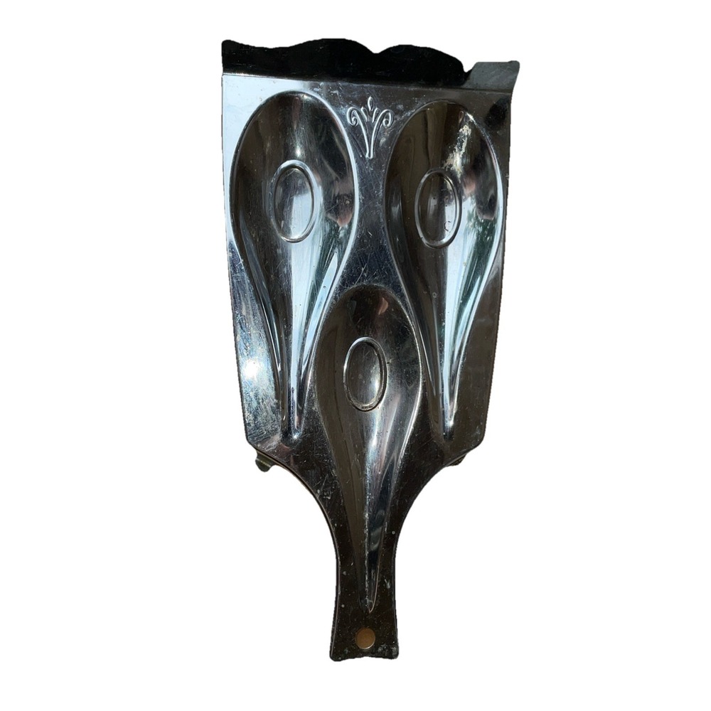 Vintage MCM‎ Metal Chrome Triple Spoon Rest Stove Top Retro